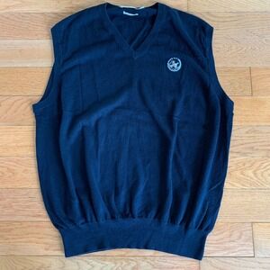 Peter Millar Sweater Vest Men's XL Golf Sleeveless‎ Cashmere Cotton Dark Blue